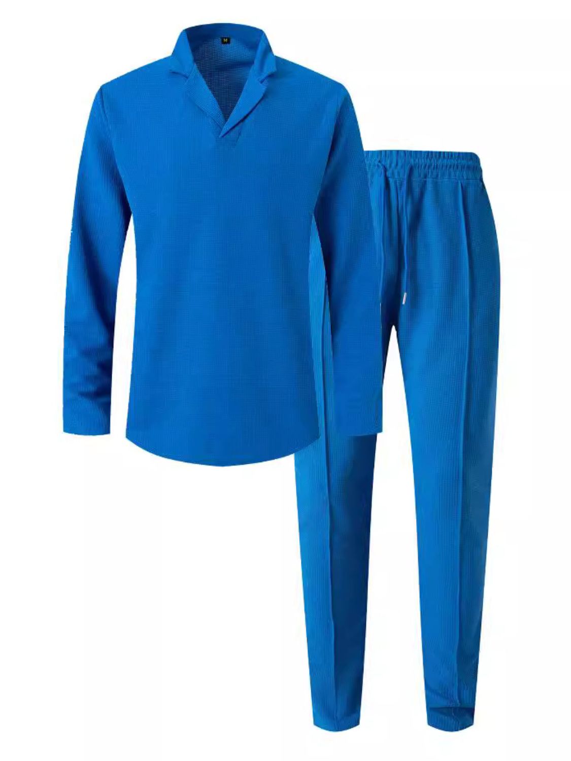 Men's Full Size Waffle - Knit Long Sleeve Top and Pants Set Plus Size - Carbone's Marketplace