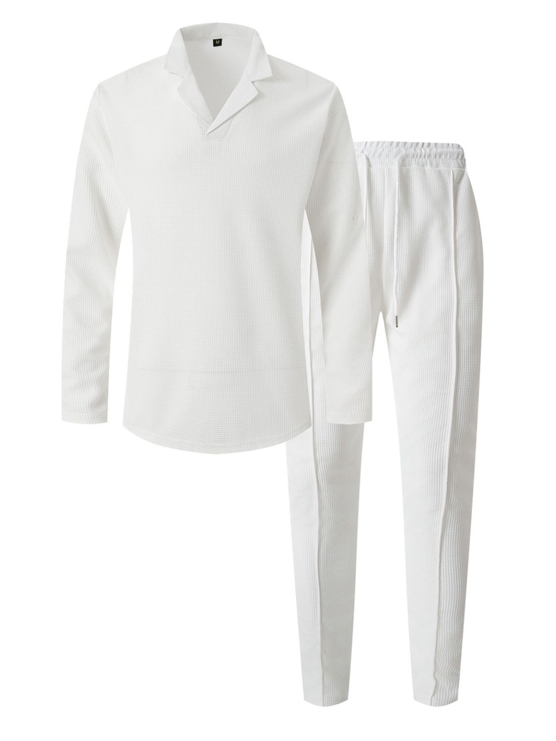 Men's Full Size Waffle - Knit Long Sleeve Top and Pants Set Plus Size - Carbone's Marketplace