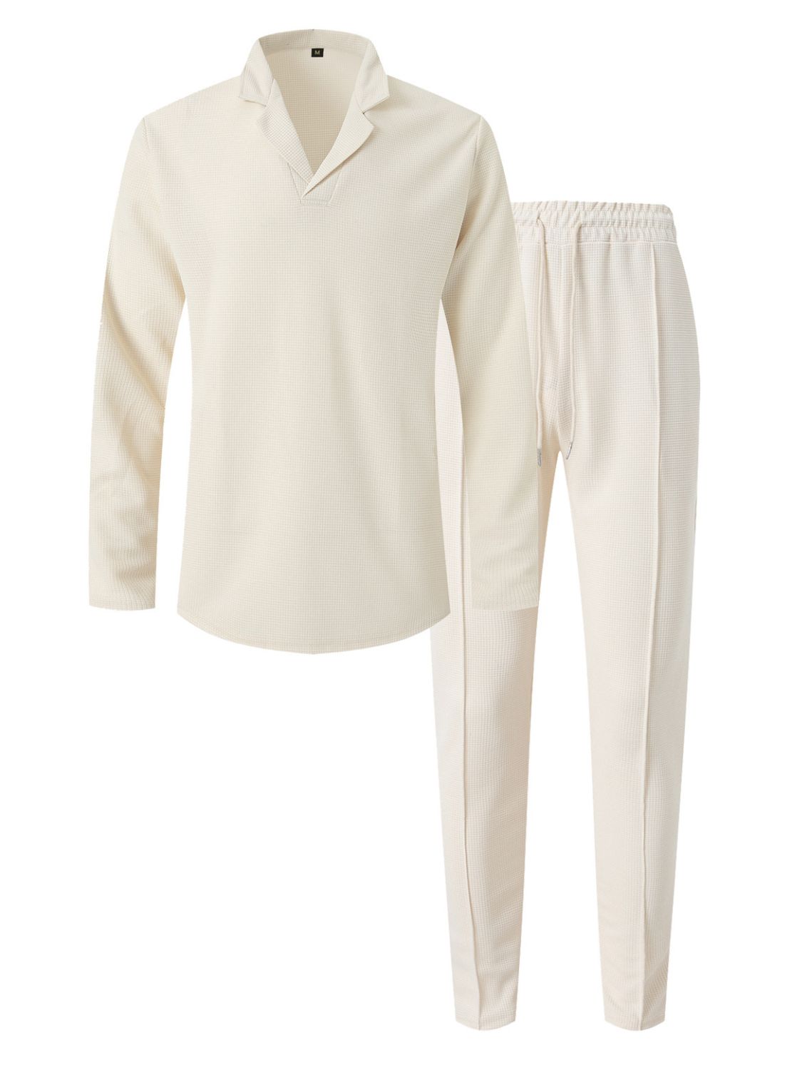 Men's Full Size Waffle - Knit Long Sleeve Top and Pants Set Plus Size - Carbone's Marketplace