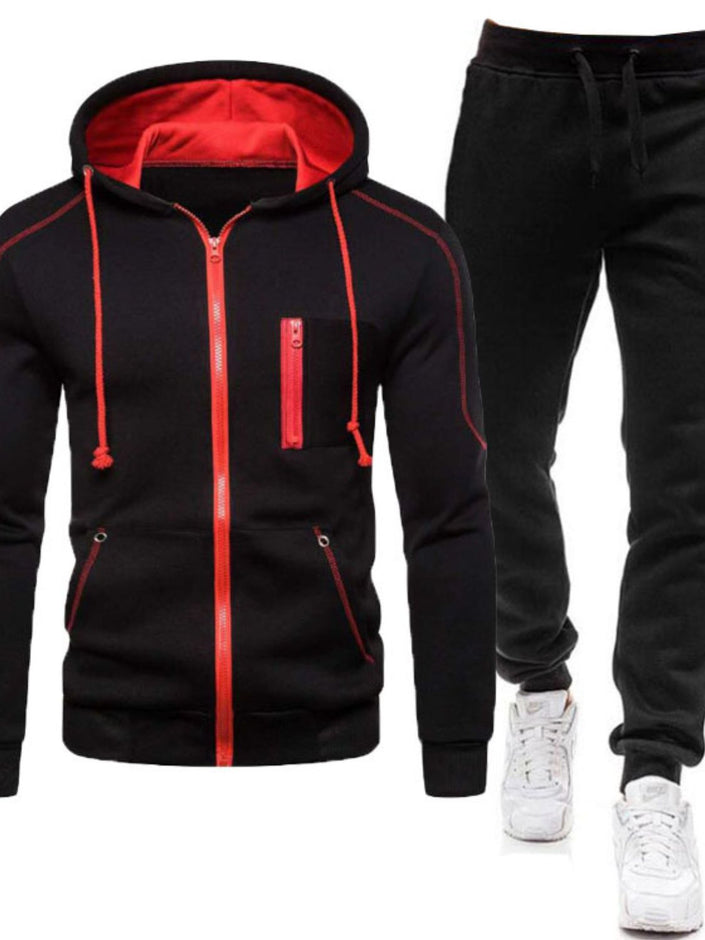 Men's Full Size Zip Up Long Sleeve Hoodie and Pants Set Plus Size - Carbone's Marketplace