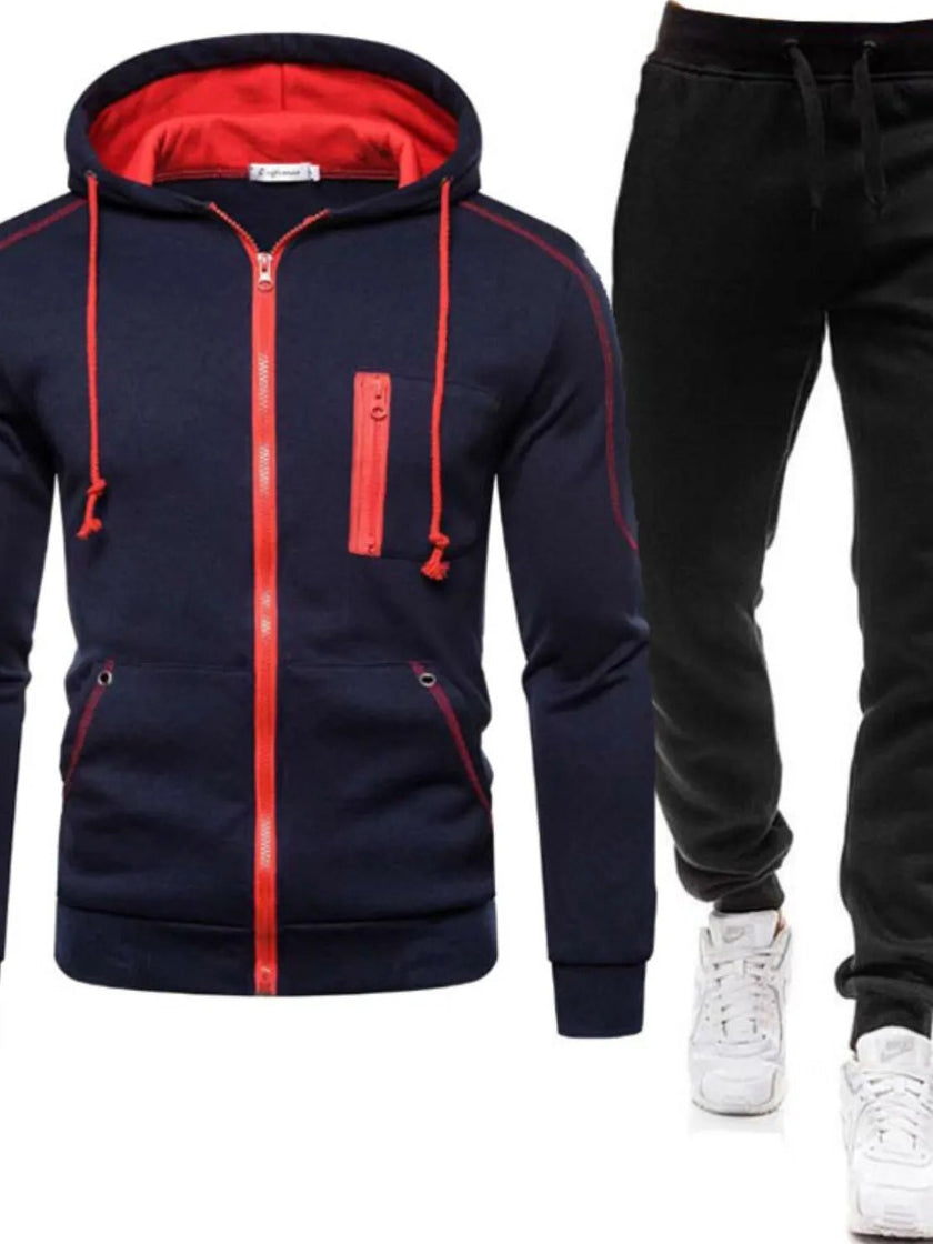 Men's Full Size Zip Up Long Sleeve Hoodie and Pants Set Plus Size - Carbone's Marketplace