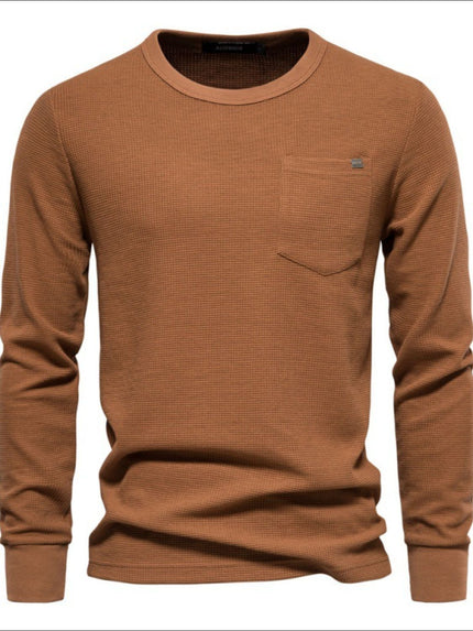 Men's Waffle - Knit Round Neck T-Shirt - Carbone's Marketplace