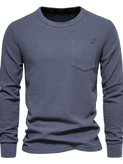 Men's Waffle - Knit Round Neck T-Shirt - Carbone's Marketplace