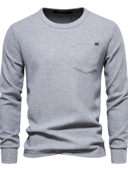 Men's Waffle - Knit Round Neck T-Shirt - Carbone's Marketplace