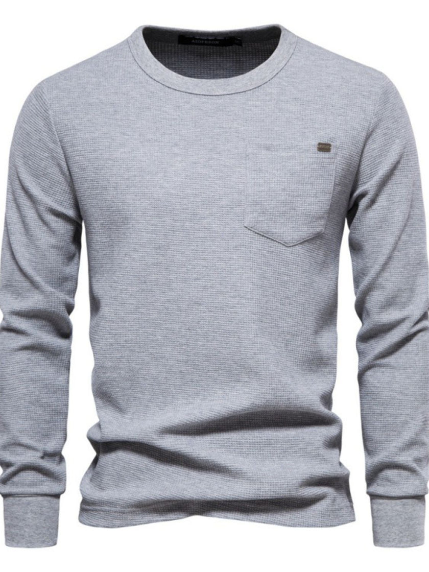 Men's Waffle - Knit Round Neck T-Shirt - Carbone's Marketplace