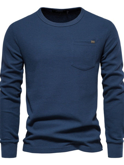 Men's Waffle - Knit Round Neck T-Shirt - Carbone's Marketplace