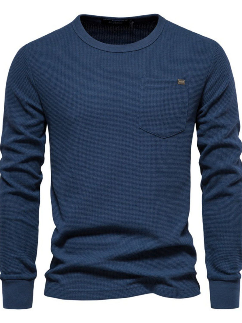 Men's Waffle - Knit Round Neck T-Shirt - Carbone's Marketplace