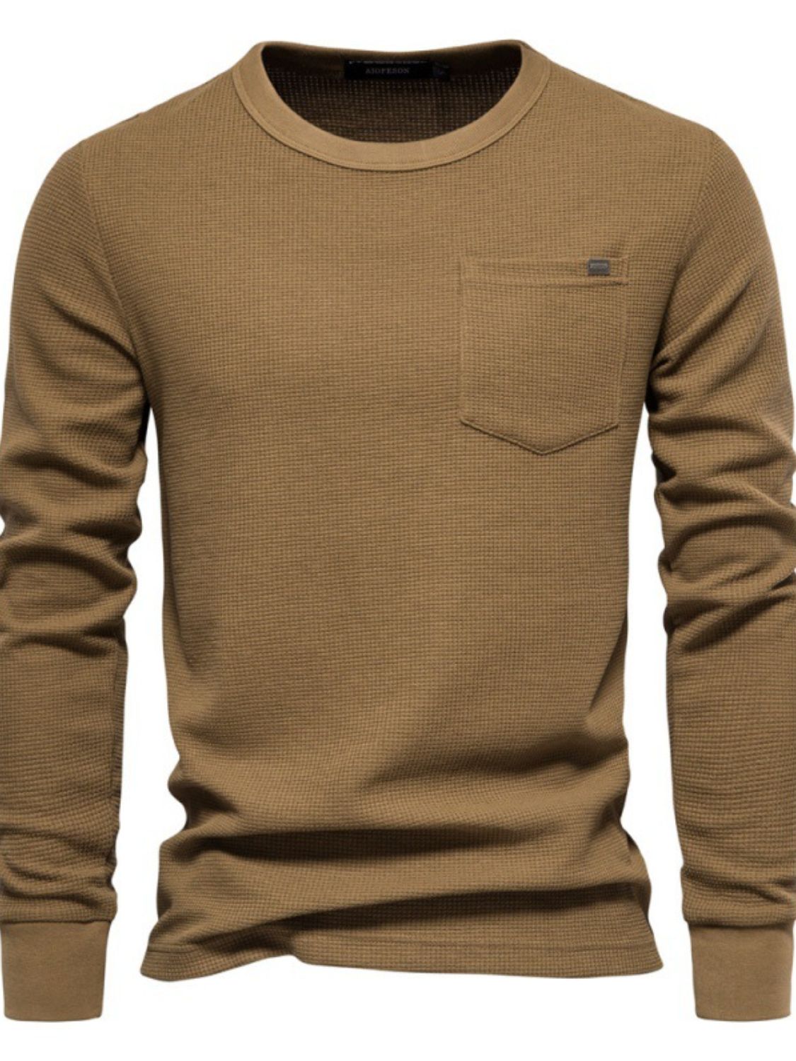 Men's Waffle - Knit Round Neck T-Shirt - Carbone's Marketplace