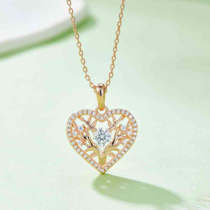 Moissanite 925 Sterling Silver Heart Shape Necklace - Carbone's Marketplace