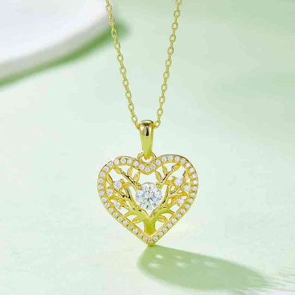 Moissanite 925 Sterling Silver Heart Shape Necklace - Carbone's Marketplace