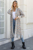 Multicolored Open Front Fringe Hem Cardigan - Carbone's Marketplace