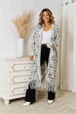 Multicolored Open Front Fringe Hem Cardigan - Carbone's Marketplace