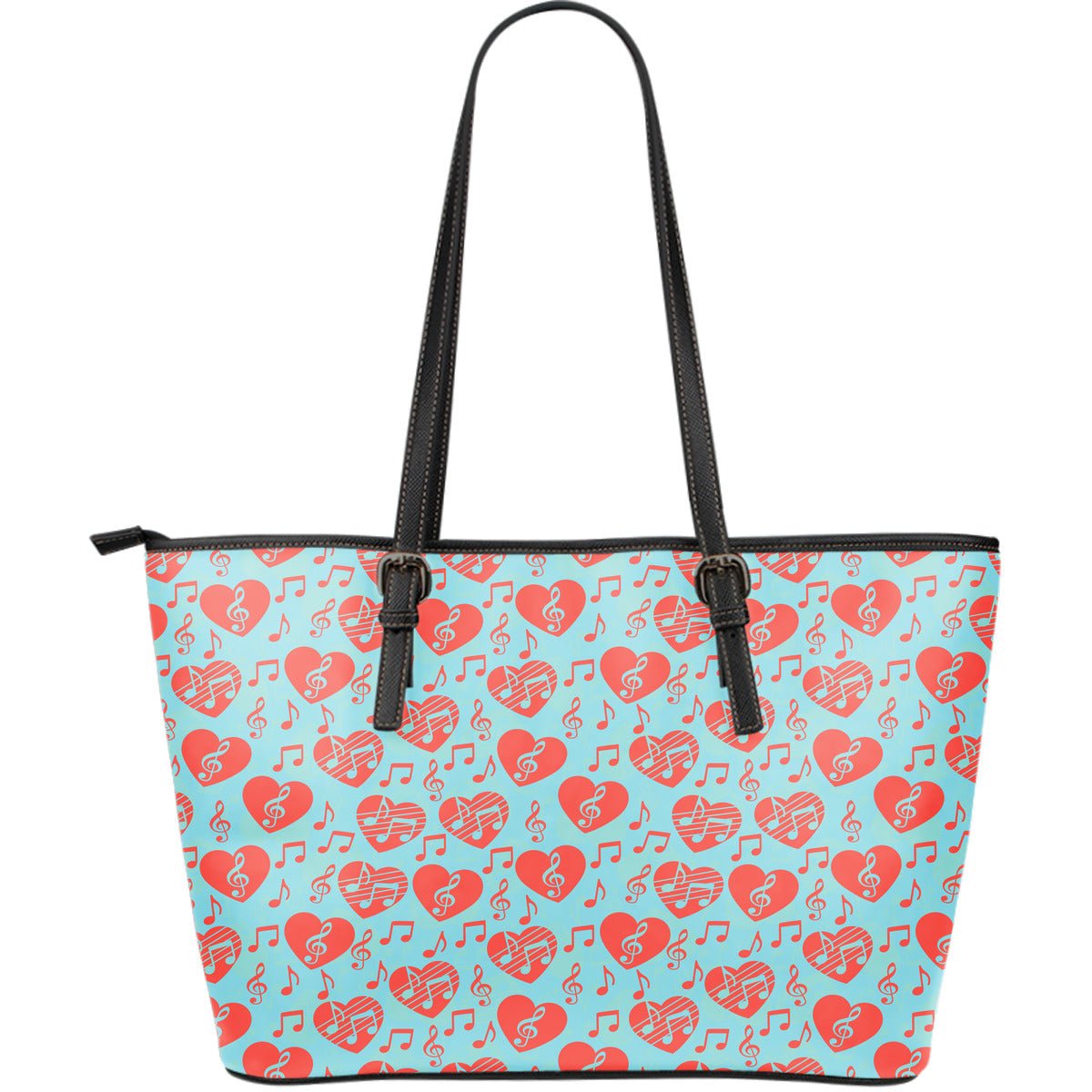 Music Hearts Large Leather Tote Bag - Carbone's Marketplace