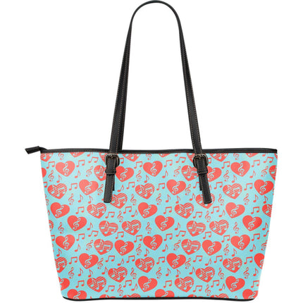 Music Hearts Large Leather Tote Bag - Carbone's Marketplace
