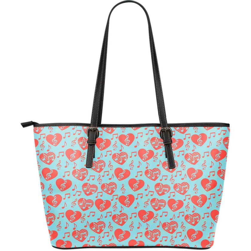 Music Hearts Large Leather Tote Bag - Carbone's Marketplace