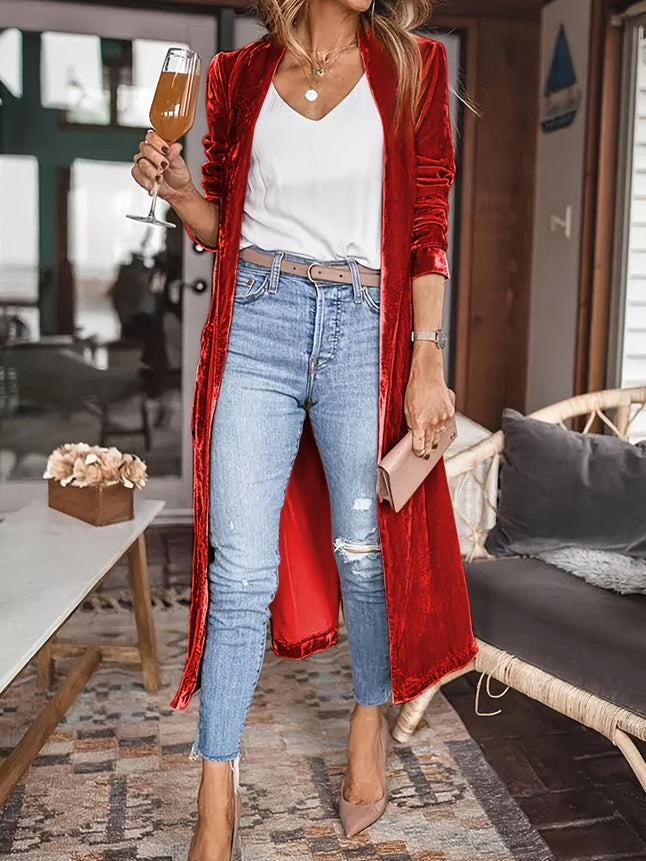 Open Front Long Sleeve Coat - Carbone's Marketplace