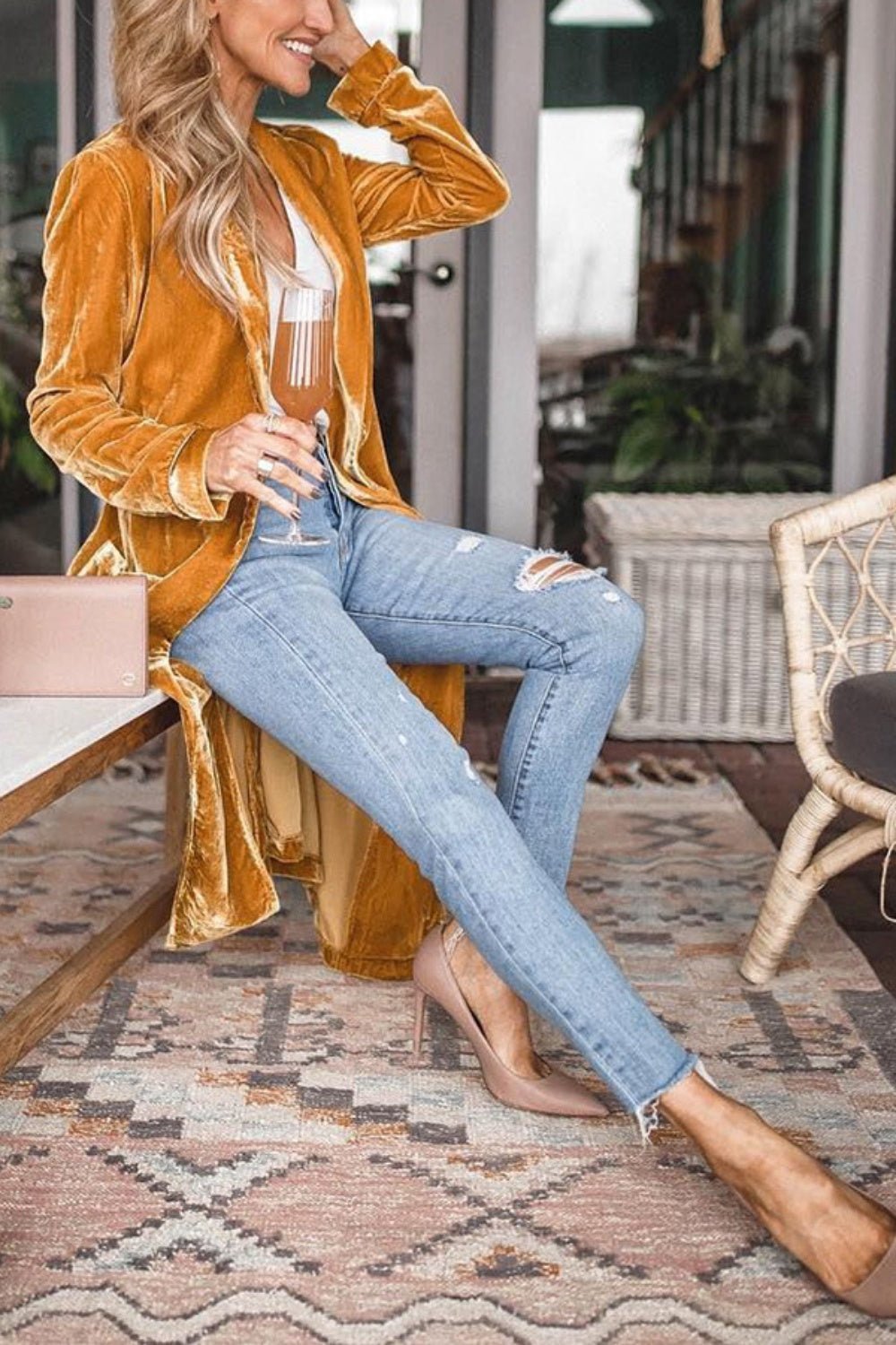 Open Front Long Sleeve Coat - Carbone's Marketplace