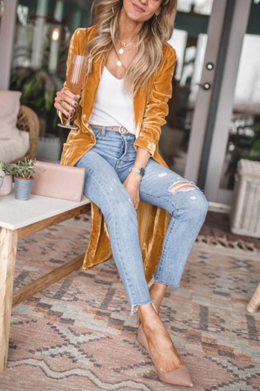 Open Front Long Sleeve Coat - Carbone's Marketplace