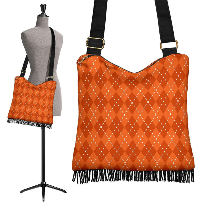 Orange Diamond Crossbody Boho Handbag - Carbone's Marketplace