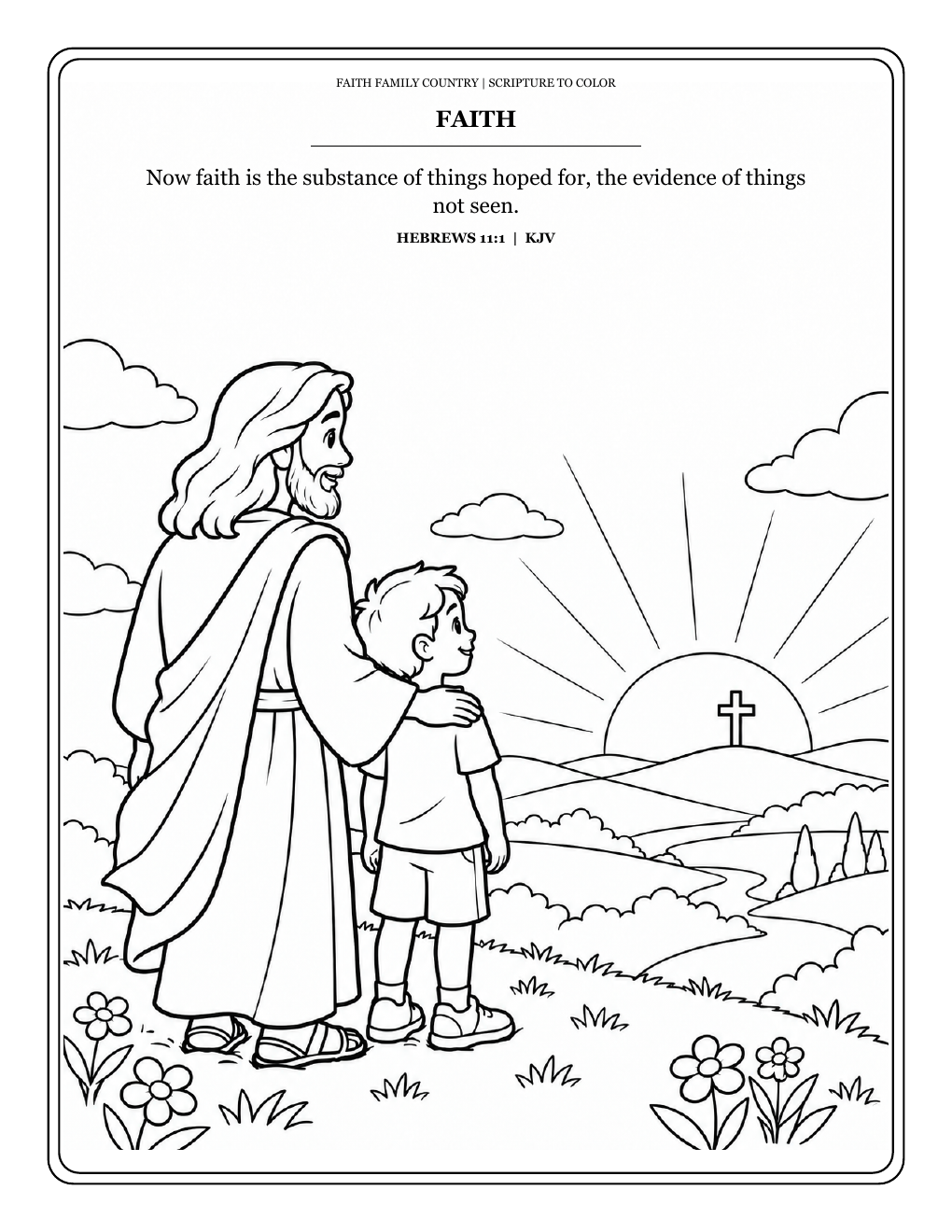Faith Family Country Kids Scripture Coloring Book - Free Printable PDF
