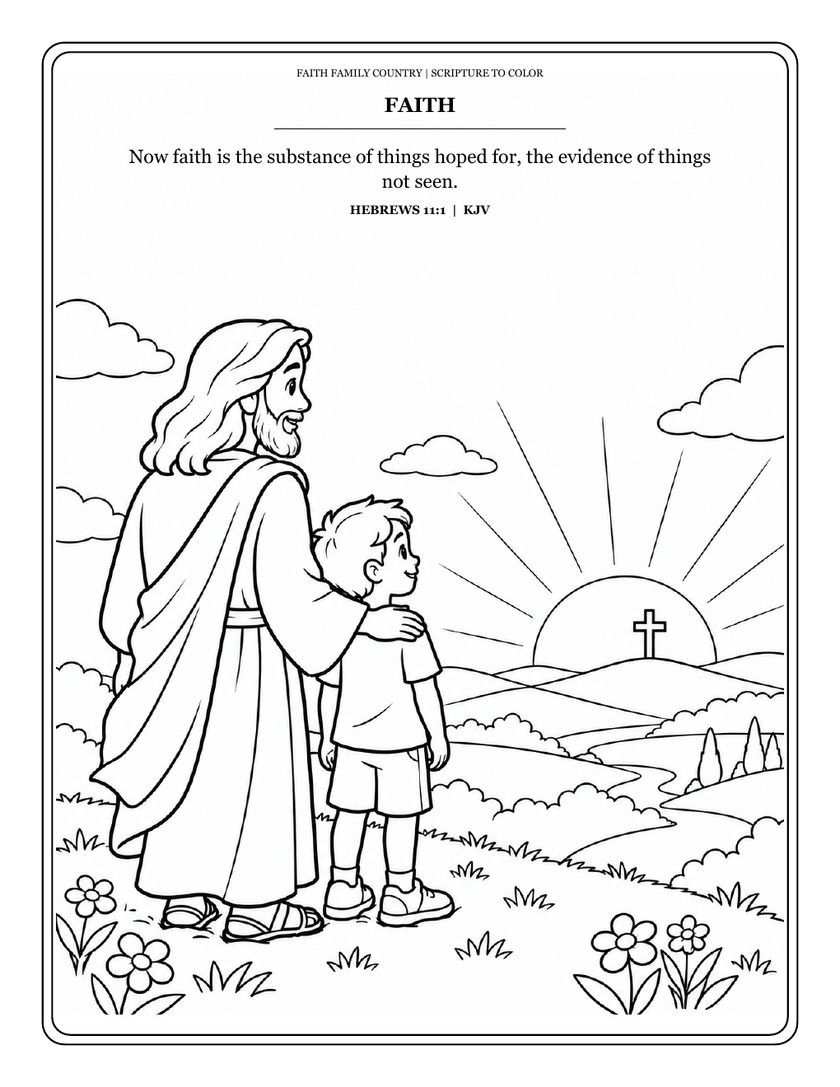 Faith Family Country Kids Scripture Coloring Book - Free Printable PDF