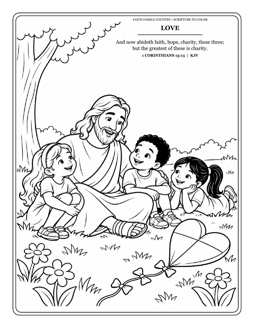Faith Family Country Kids Scripture Coloring Book - Free Printable PDF