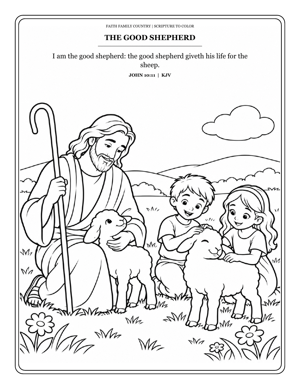 Faith Family Country Kids Scripture Coloring Book - Free Printable PDF