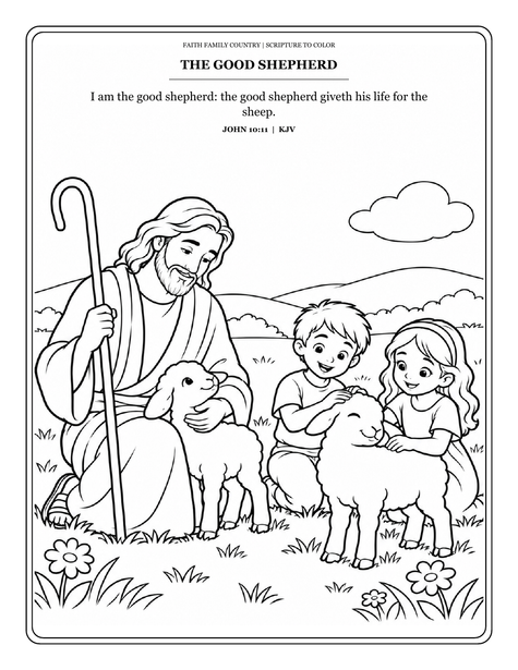 Faith Family Country Kids Scripture Coloring Book - Free Printable PDF