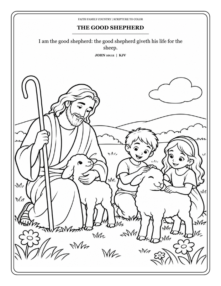 Faith Family Country Kids Scripture Coloring Book - Free Printable PDF