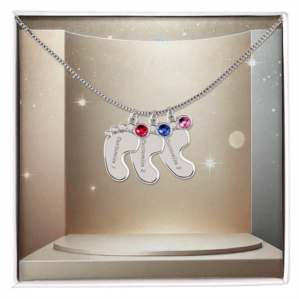 Personalized Baby Feet Necklace with Birthstone - Carbone's Marketplace