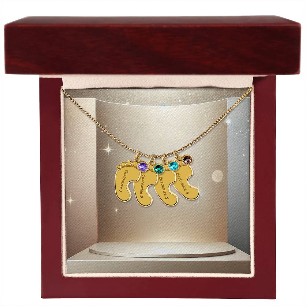 Personalized Baby Feet Necklace with Birthstone - Carbone's Marketplace
