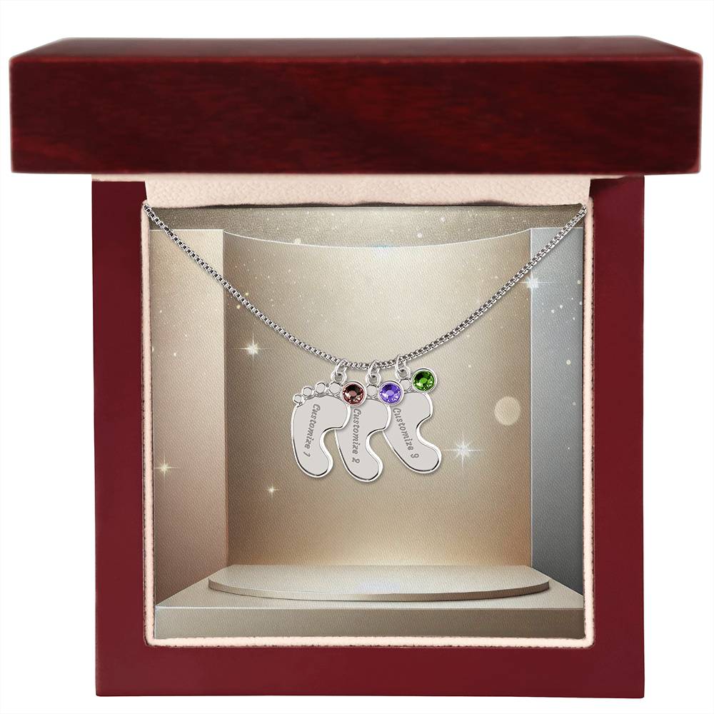 Personalized Baby Feet Necklace with Birthstone - Carbone's Marketplace