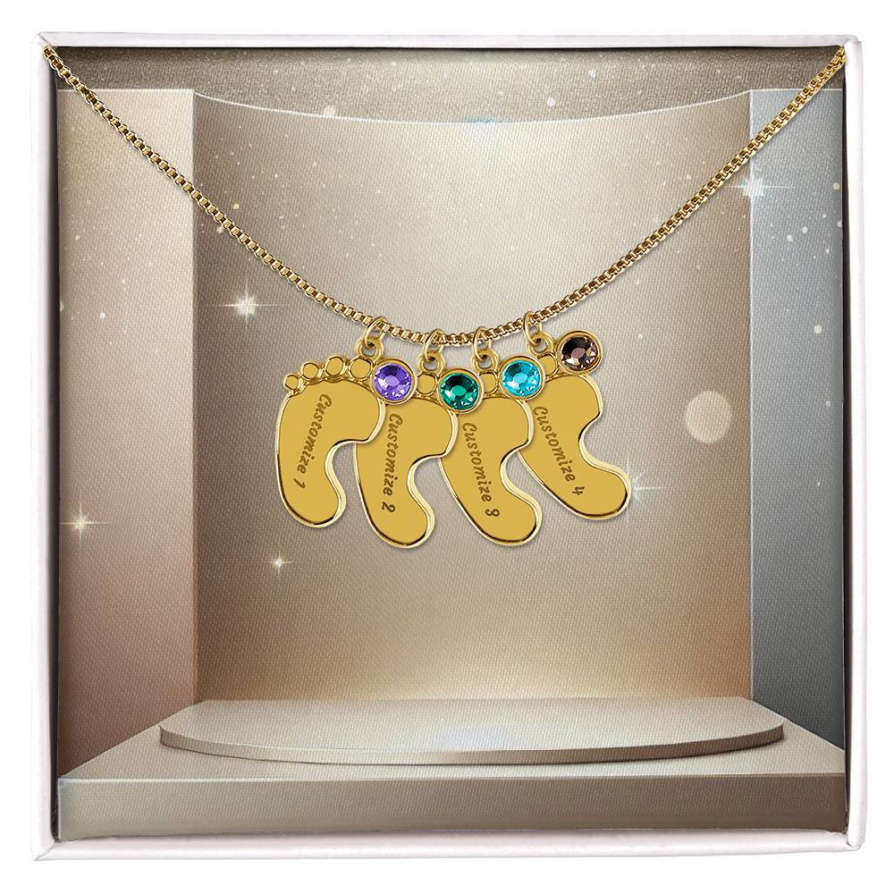 Personalized Baby Feet Necklace with Birthstone - Carbone's Marketplace