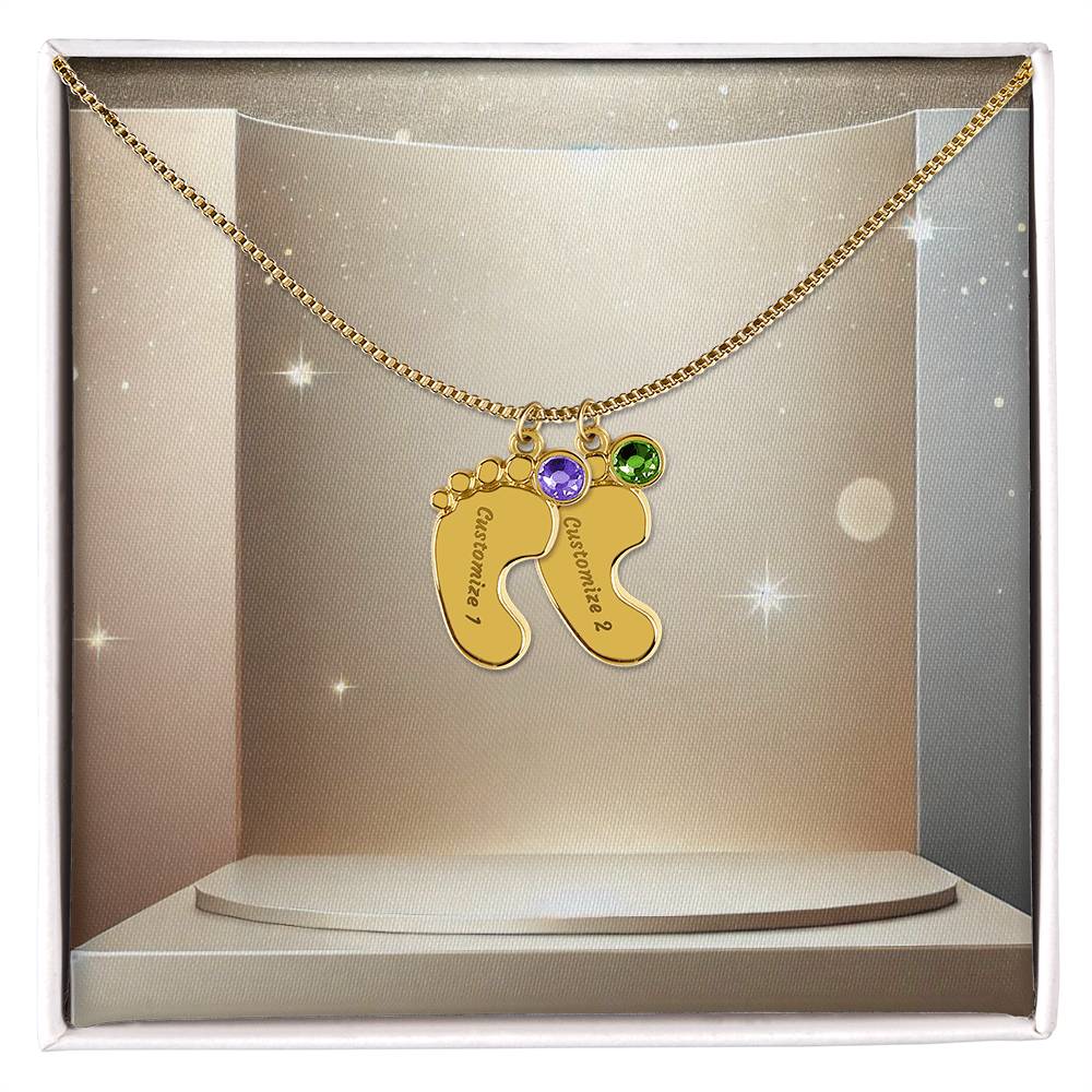 Personalized Baby Feet Necklace with Birthstone - Carbone's Marketplace