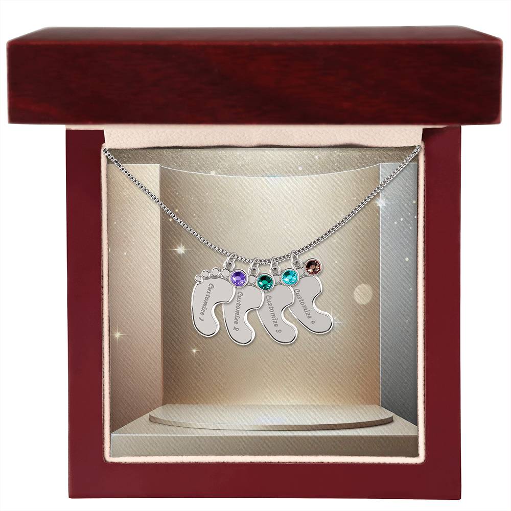 Personalized Baby Feet Necklace with Birthstone - Carbone's Marketplace