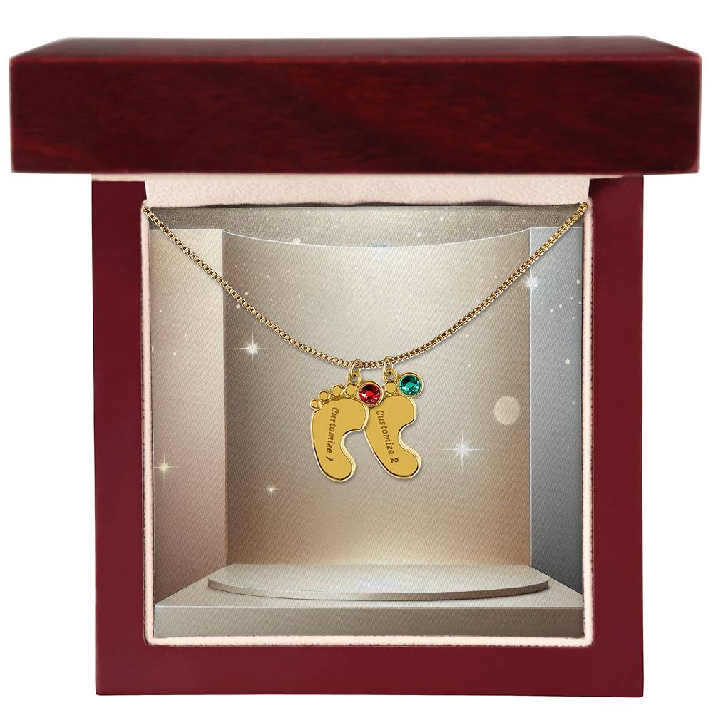 Personalized Baby Feet Necklace with Birthstone - Carbone's Marketplace