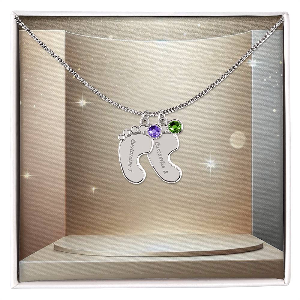 Personalized Baby Feet Necklace with Birthstone - Carbone's Marketplace