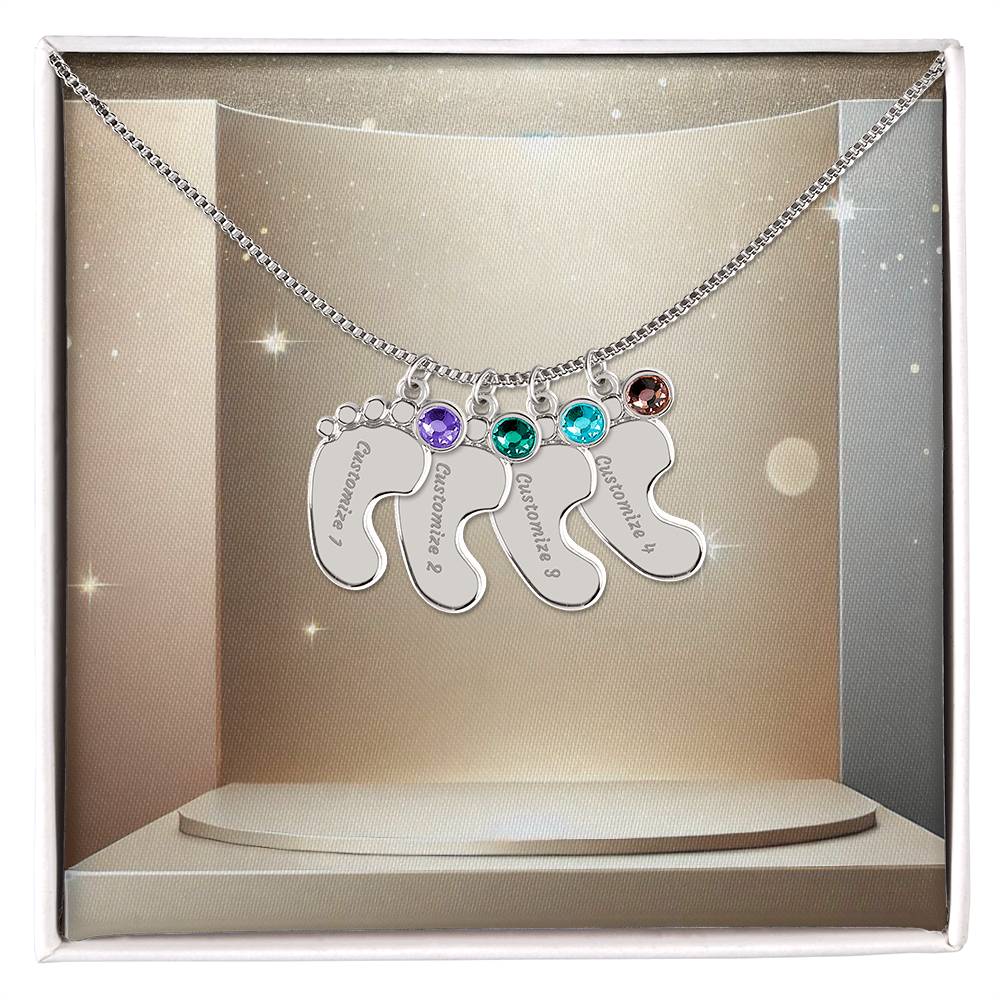 Personalized Baby Feet Necklace with Birthstone - Carbone's Marketplace
