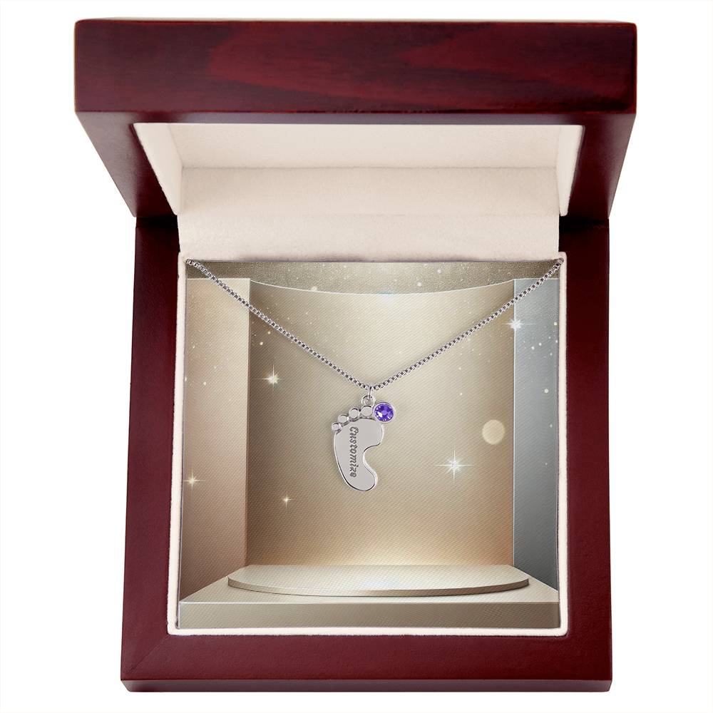 Personalized Baby Feet Necklace with Birthstone - Carbone's Marketplace