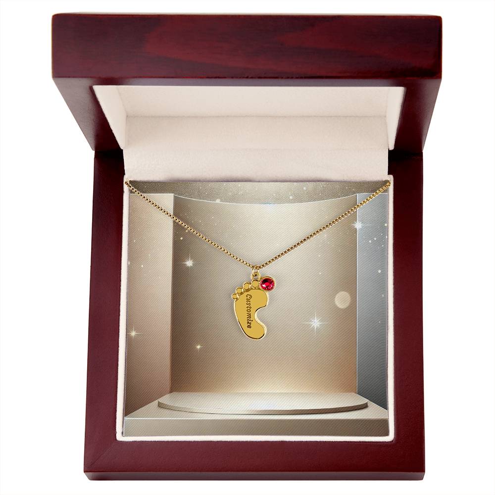 Personalized Baby Feet Necklace with Birthstone - Carbone's Marketplace