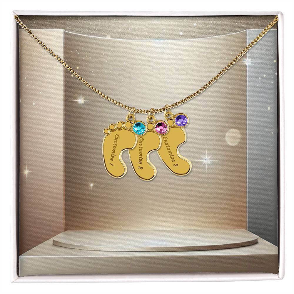 Personalized Baby Feet Necklace with Birthstone - Carbone's Marketplace
