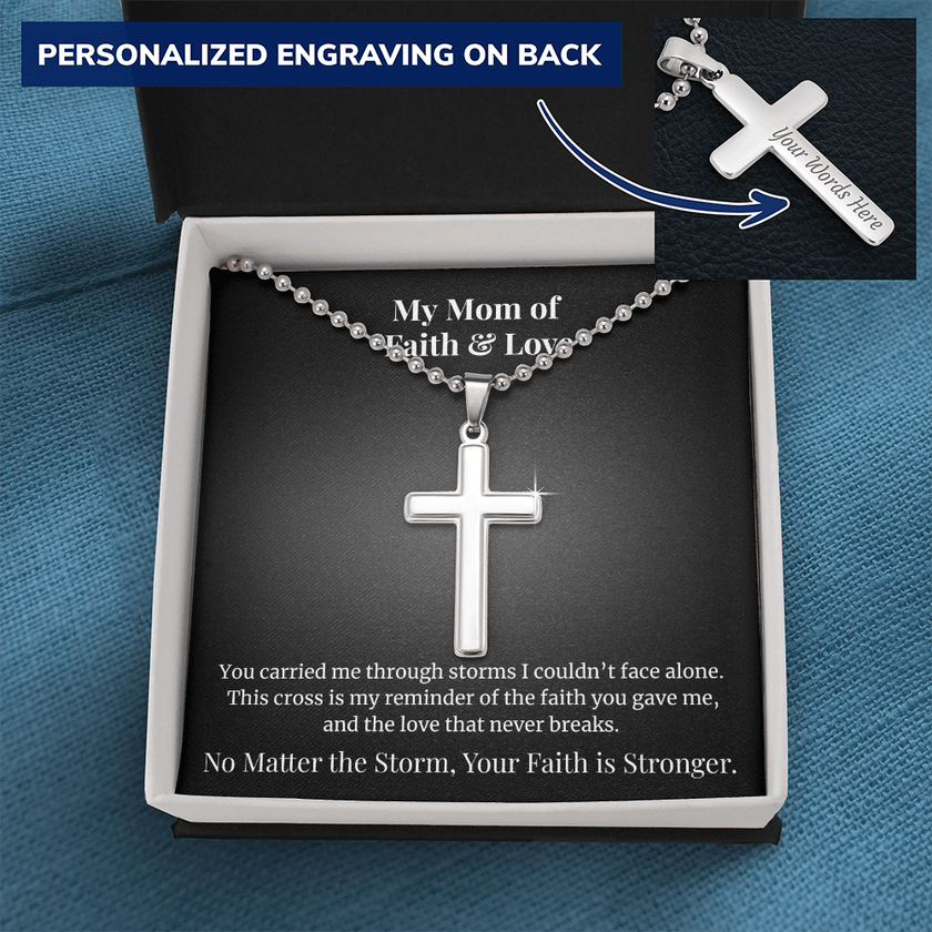 Personalized Cross Necklace - A Mom's Faith & Love - Carbone's Marketplace