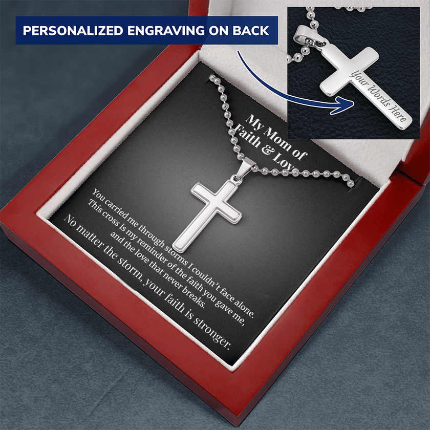 Personalized Cross Necklace - A Mom’s Faith & Love - Carbone's Marketplace
