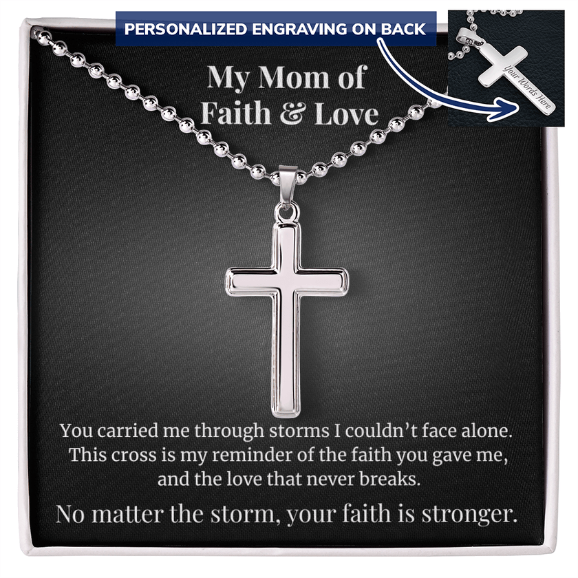 Personalized Cross Necklace - A Mom’s Faith & Love - Carbone's Marketplace