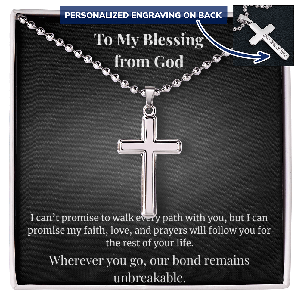 Personalized Cross Necklace - To My Blessing from God - Carbone's Marketplace