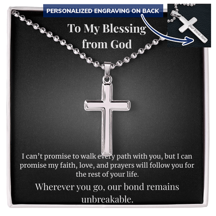 Personalized Cross Necklace - To My Blessing from God - Carbone's Marketplace
