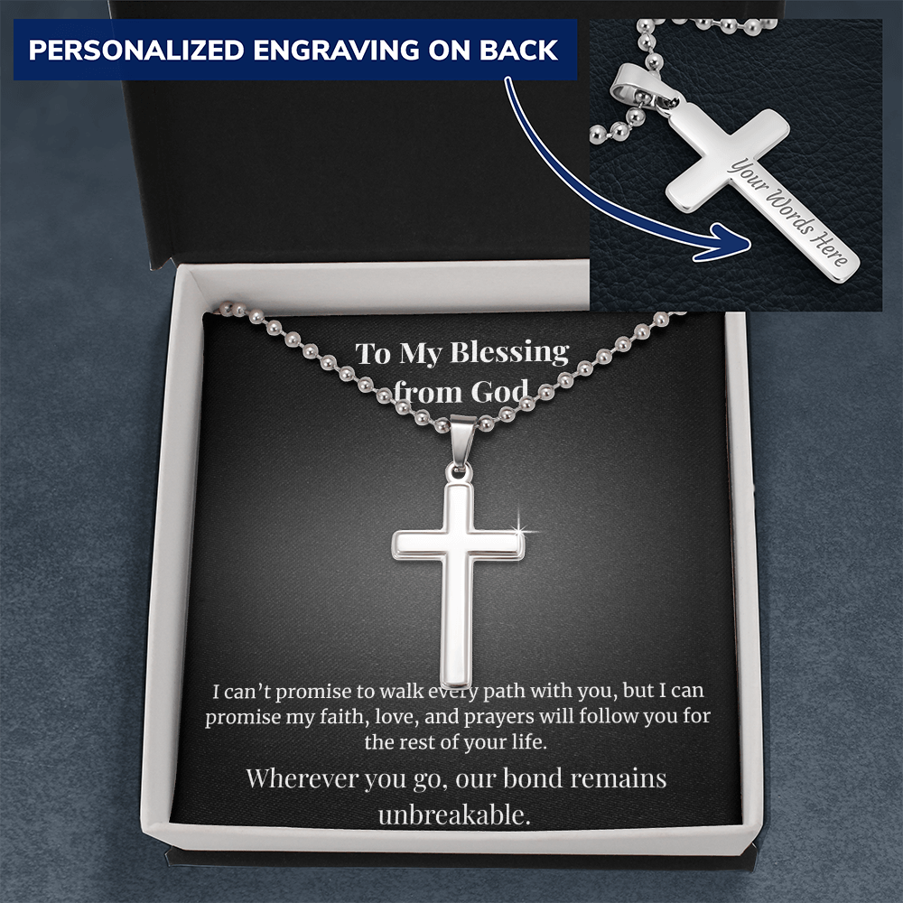 Personalized Cross Necklace - To My Blessing from God - Carbone's Marketplace