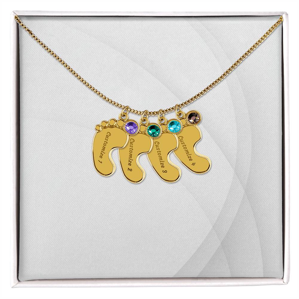 Personalized Engraved Baby Foot Necklace with Birthstone - Carbone's Marketplace