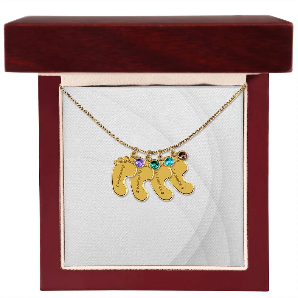 Personalized Engraved Baby Foot Necklace with Birthstone - Carbone's Marketplace
