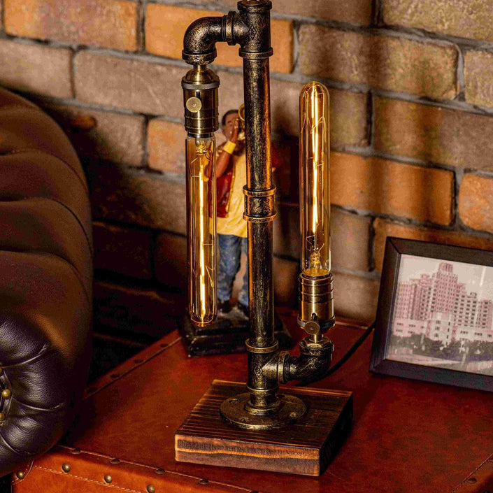 Phantom Steampunk Handmade Vintage Adjustable Pipe Lamp - Carbone's Marketplace